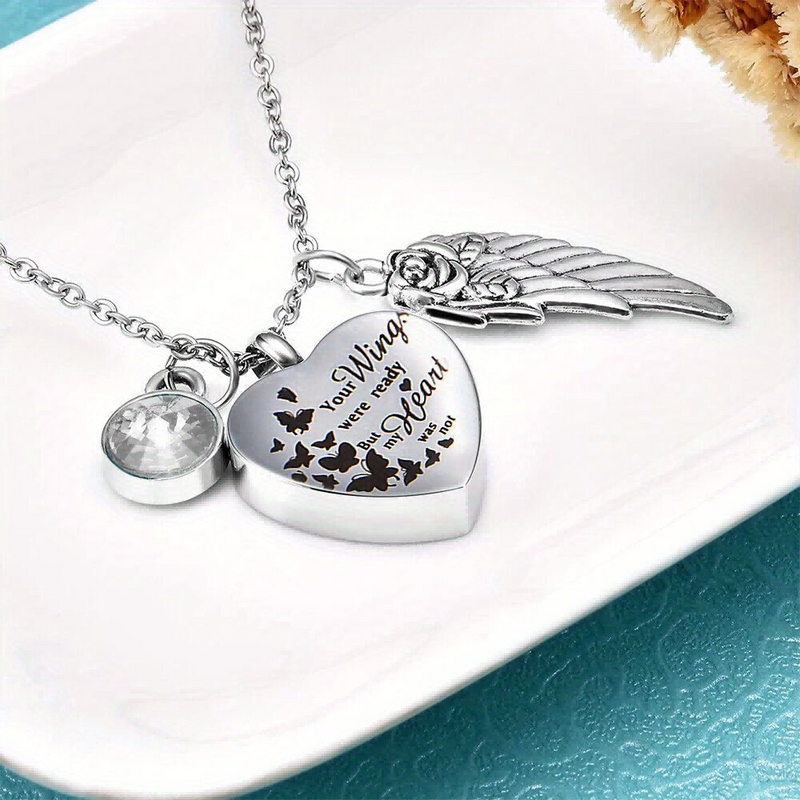 Necklace Angel Heart Wings Ashes Keepsake Cremation Memorial Urn For Gift