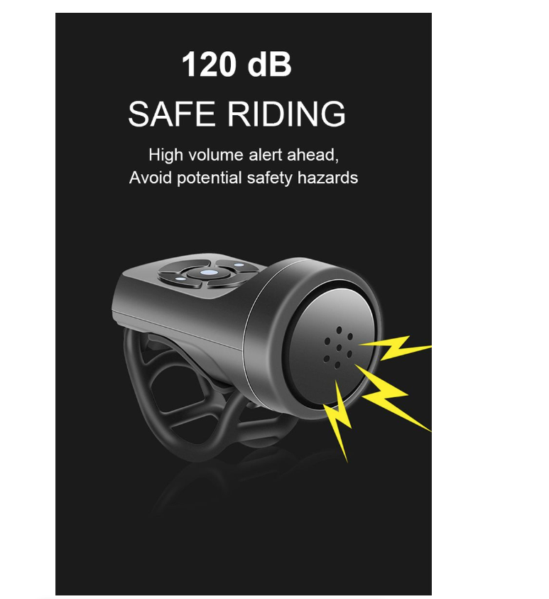 Bicycle Horn Electric Bike Bell 120DB Waterproof Bike Horn USB Rechargeable