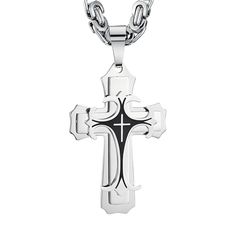 Cross Necklace Multi-layers Stainless Steel Cross Pendants Necklaces
