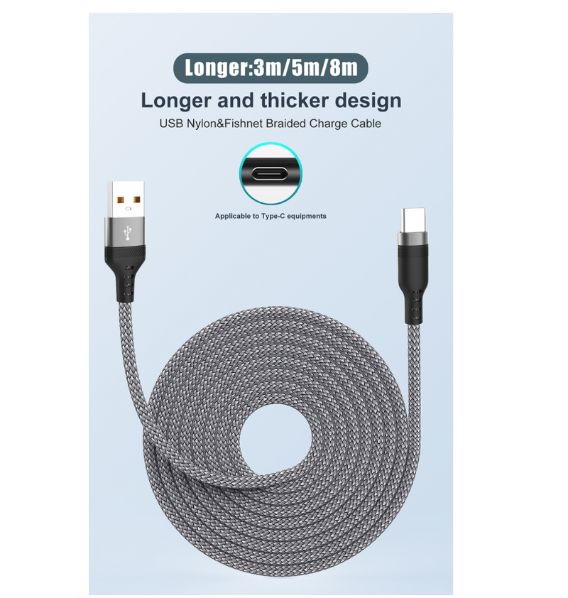 USB Type C Cable Super Fast Charge Cable Quick Charge 3M Cable