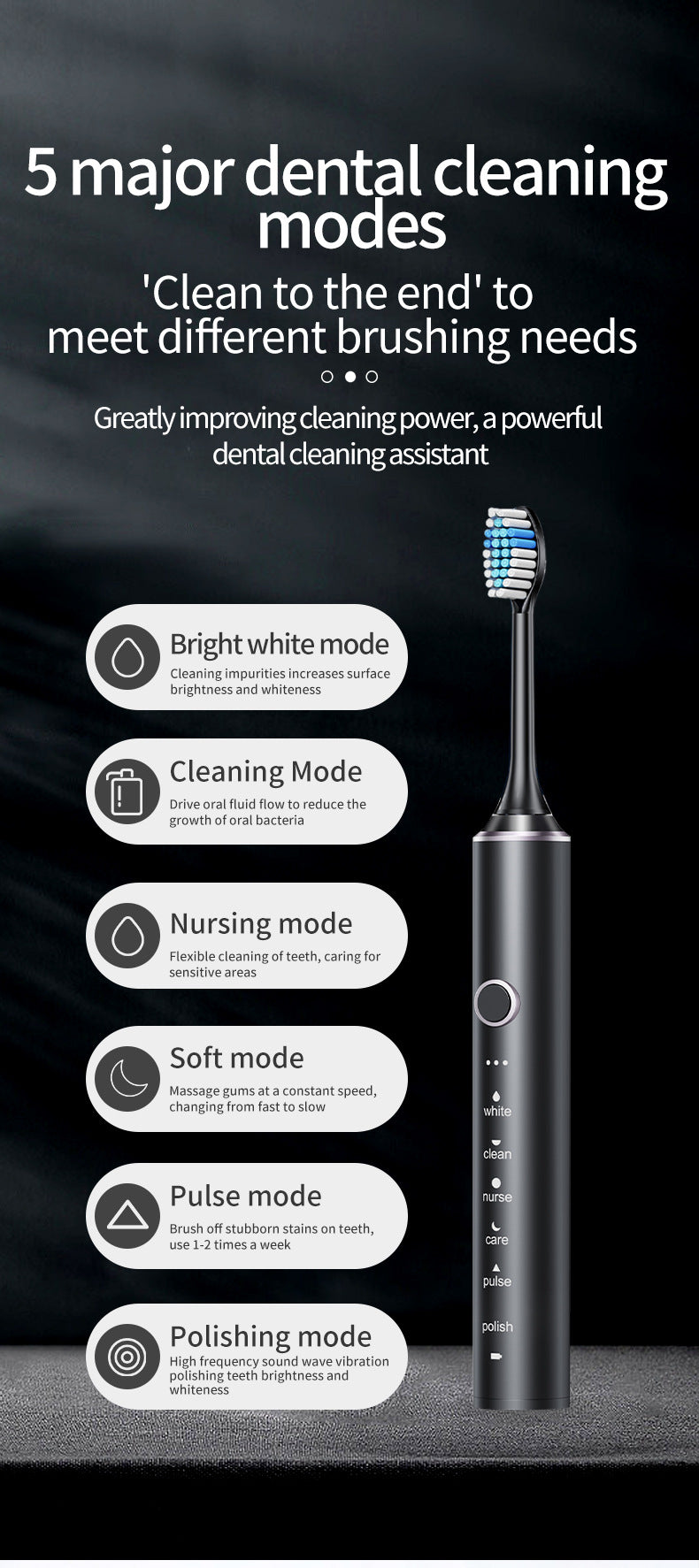 Rechargeable  6 Modes Electric Toothbrush