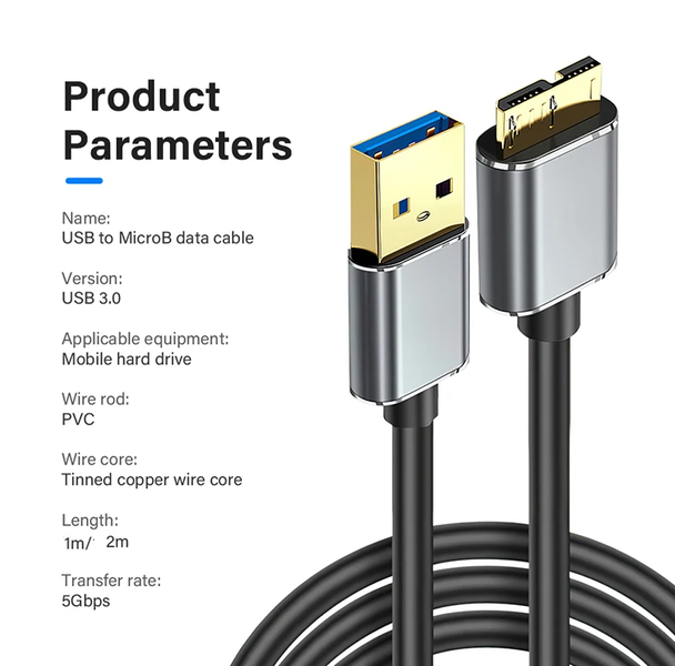 USB 3.0 to Micro B Cable Hard Disk Data Transfer Fast Charger Cord