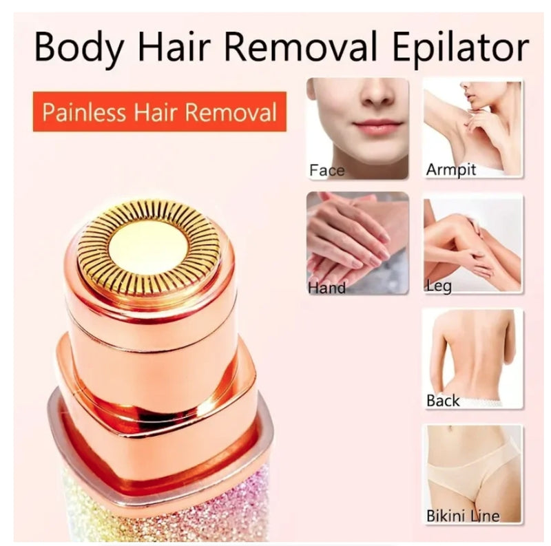 2 IN 1 Electric Epilator Eyebrow Trimmer Womans Body Facial Lip Epilator