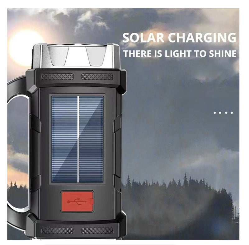 Solar LED Flashlight With COB Work Lights USB Rechargeable Handheld