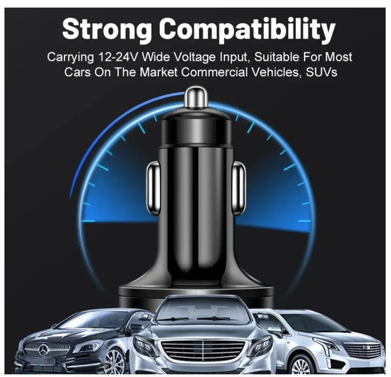 Car Charger Flash Charge Plug with Digital Display One to Six Car Charger