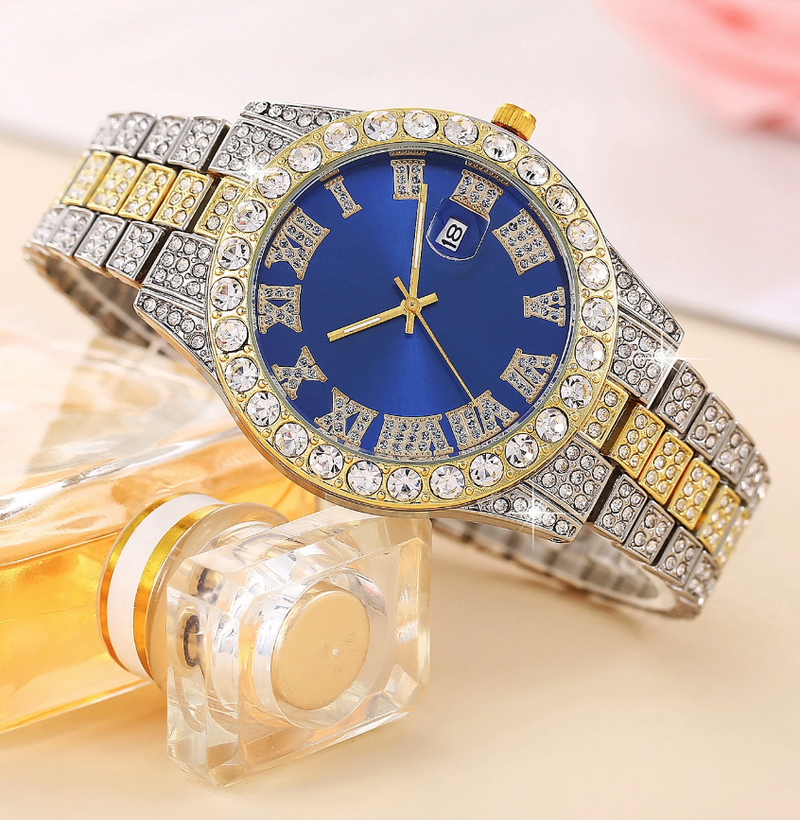 IPSTYLE Men's Quartz Watch Classic Hip Hop Bracelet And Necklace Party Wear