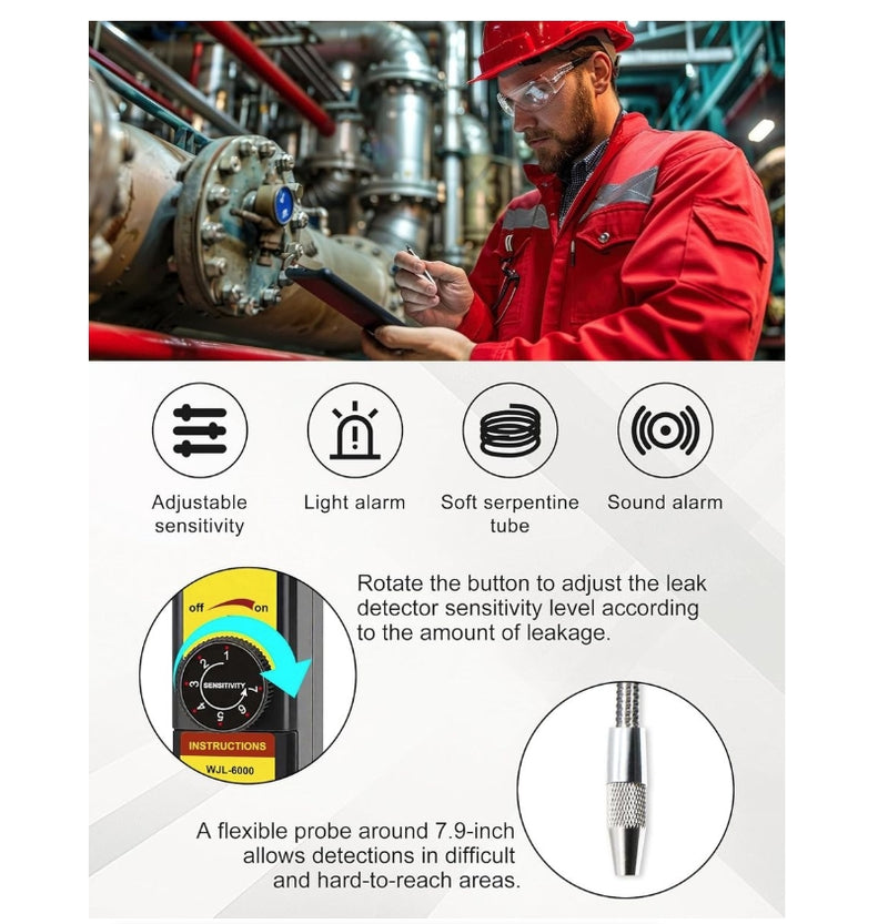 IPSTYLE Leak Detector WJL-6000 Portable Refrigerant Gas Leak Detector HVAC