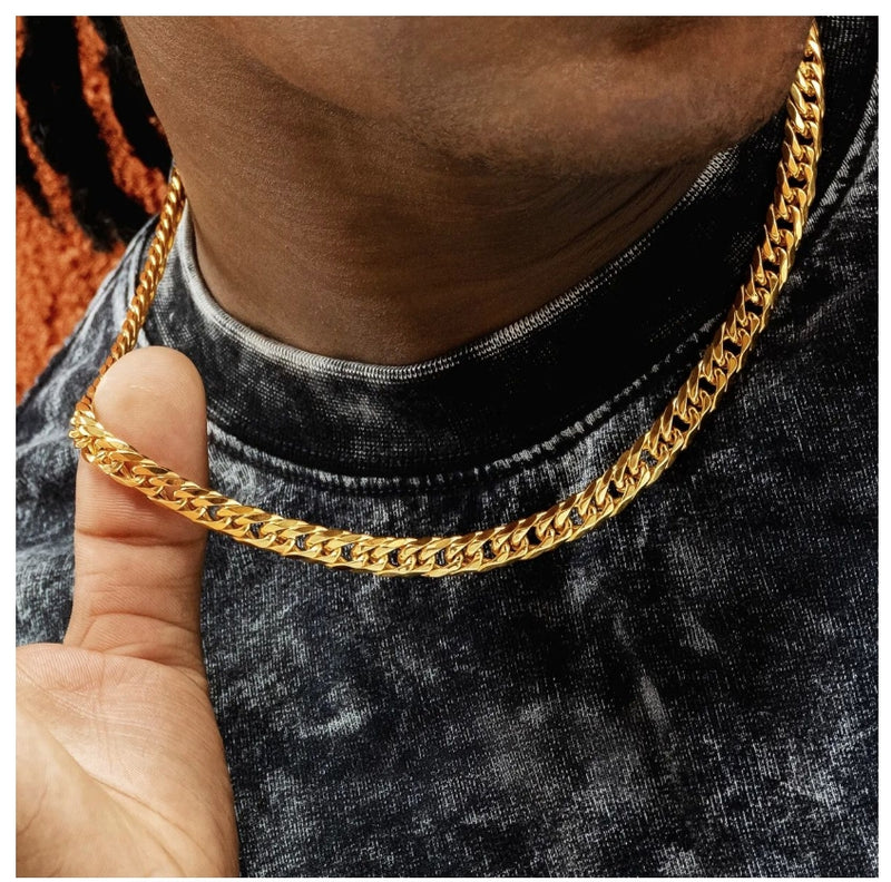 Men Curb Cuban Link Chain Necklaces 316L Stainless Steel Bracelet Hip Hop