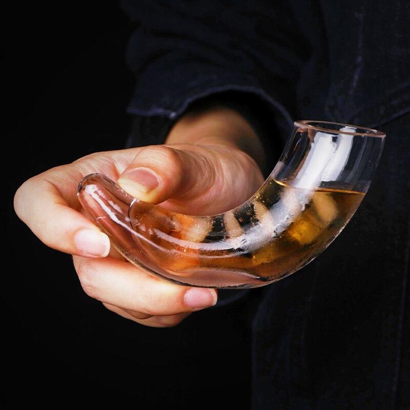 Creative Glass Horn Art Cocktail Glass Cup Thick Cup Nose Horn