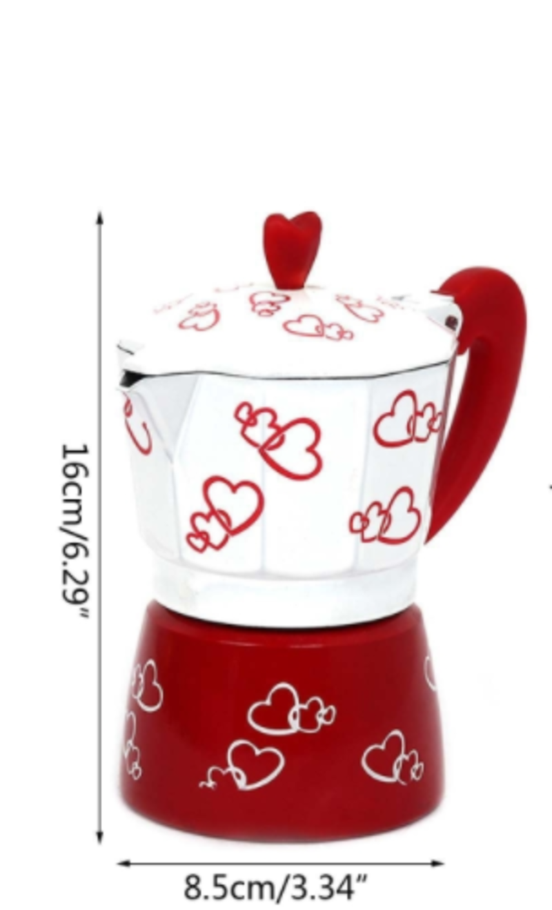 Red Heart Coffee Chest Stop aluminum Moka Pot 150ML