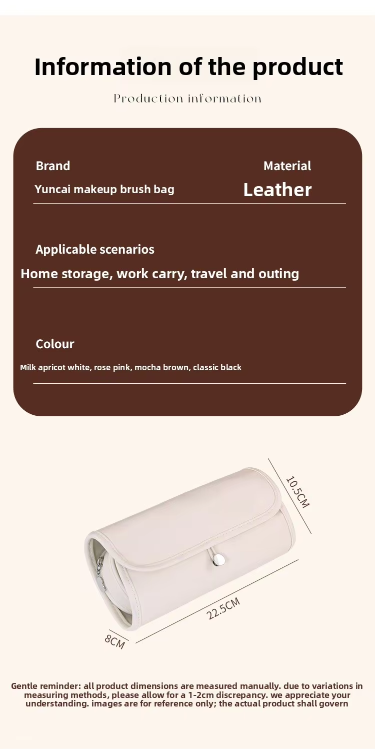 Gaohe New Product Fashion High-Value Open Leather Makeup Brush Storage Bag Multi-Functional Foldable Portable Professional