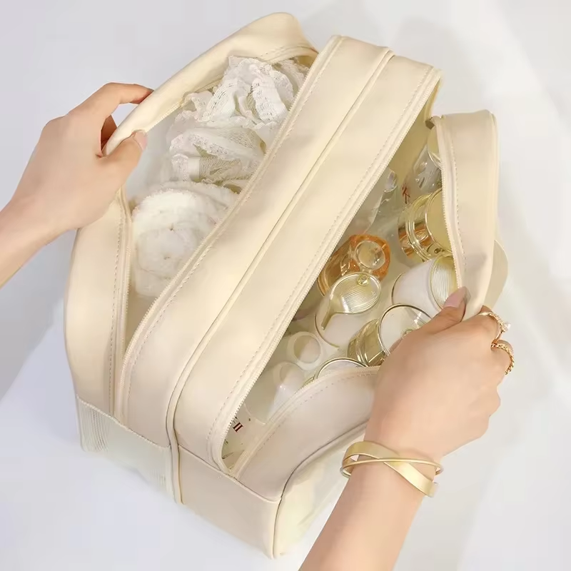Portable Makeup Toiletry Bag Dry Wet Separation Transparent Storage Travel Fitness Swimming Essentials