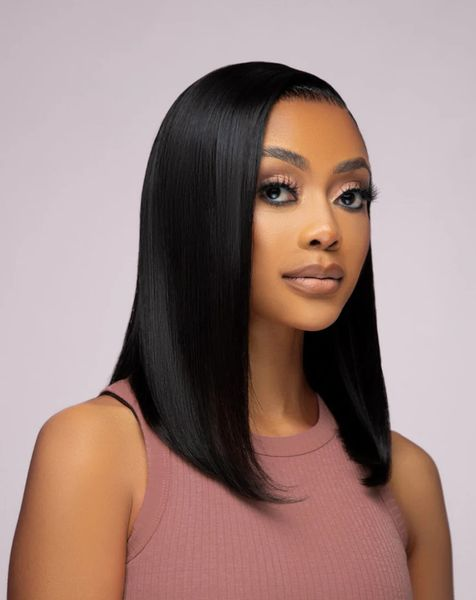 Brazilian Human Hair Double Drawn Bone Straight Full Frontal Bob - 14inch