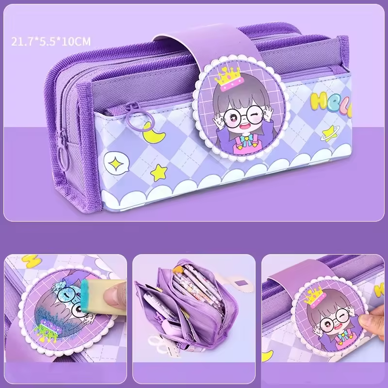 Skyward Multi-layer Cartoon Fabric Pencil Case Large Capacity Storage Multifunctional Student