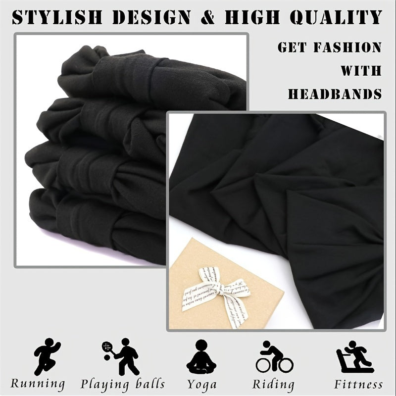 4-Pack Wide Non-Slip Headbands – Thick Yoga & Gym Hair Bands