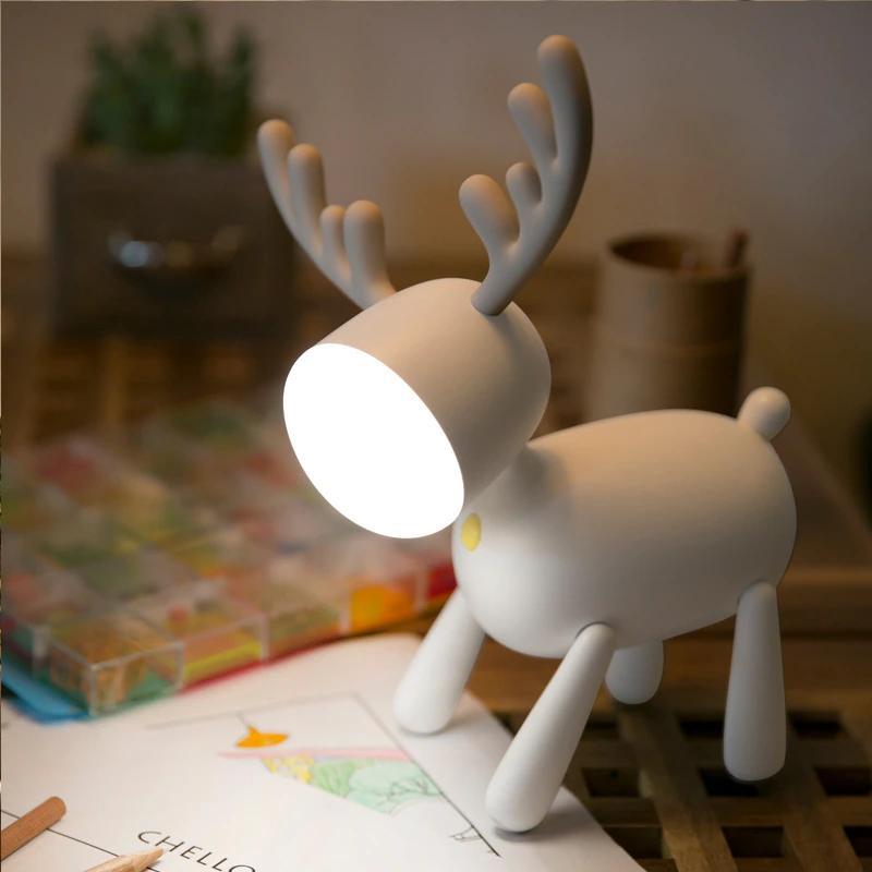 2020 New Drowship Creative Cartoon Moose LED Desk Lamp 1200mAh Battery