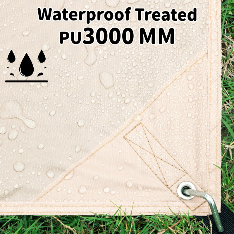 Waterproof Camping Tarp, 2m×2m PU3000mm Tent Footprint with Grommets
