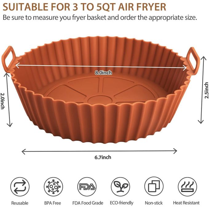 Reusable Silicone Air Fryer Liners Pots  - 2 PCS