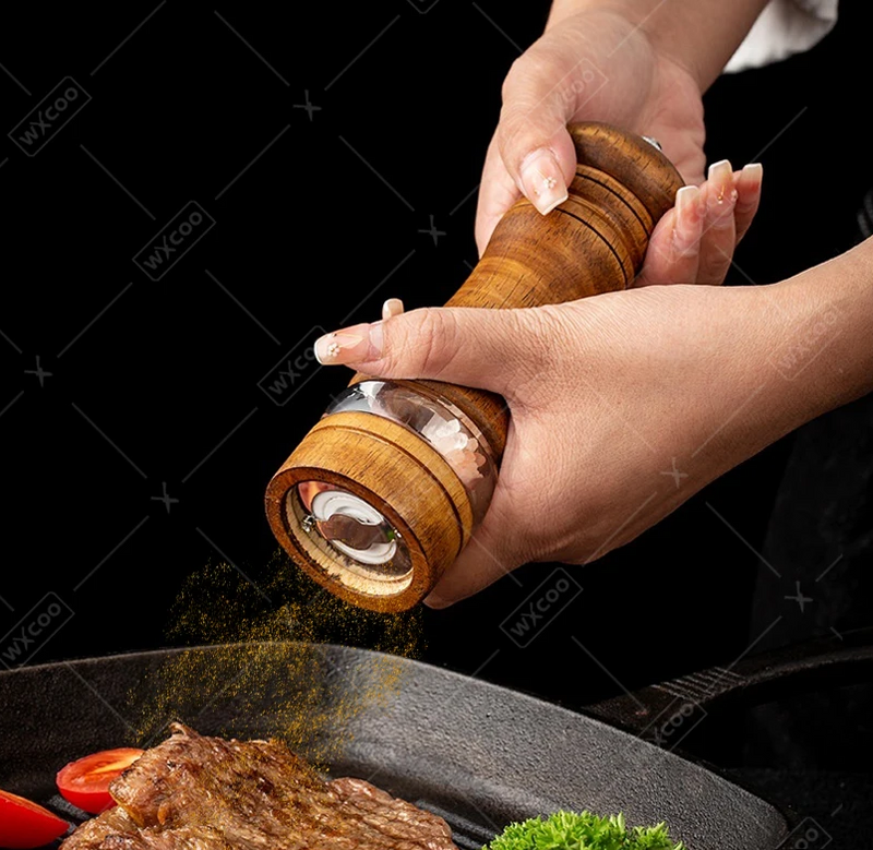 Wooden Pepper Grinder Adjustable Manual Pepper Mill Kitchenware Sea Salt Grinder