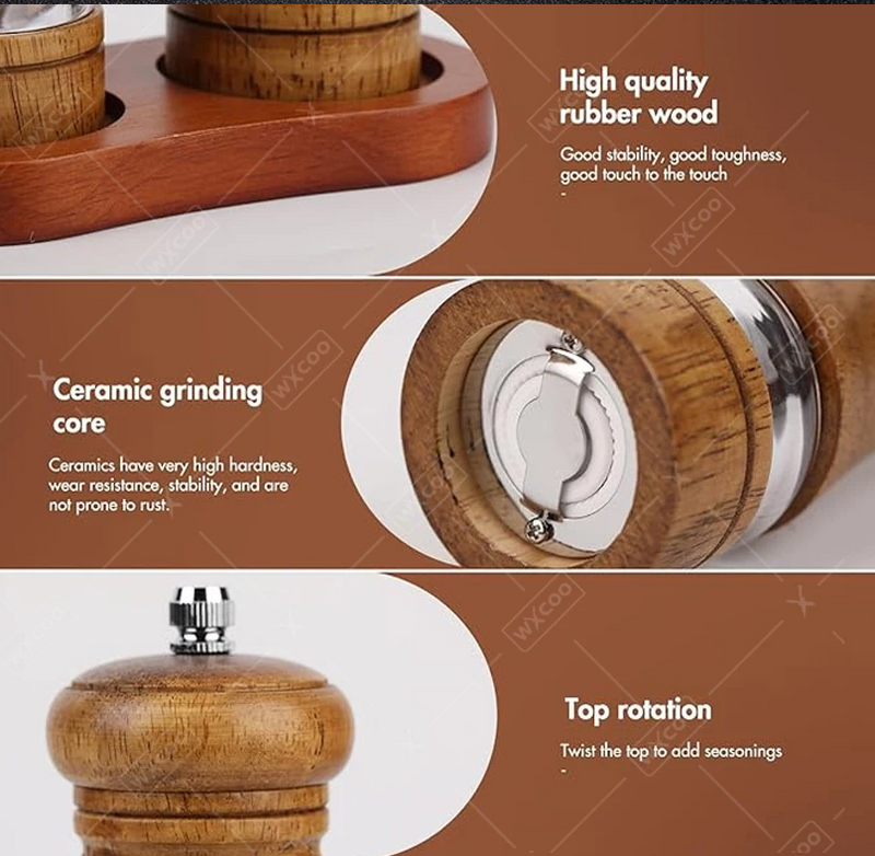 Wooden Pepper Grinder Adjustable Kitchenware Sea Salt Grinder