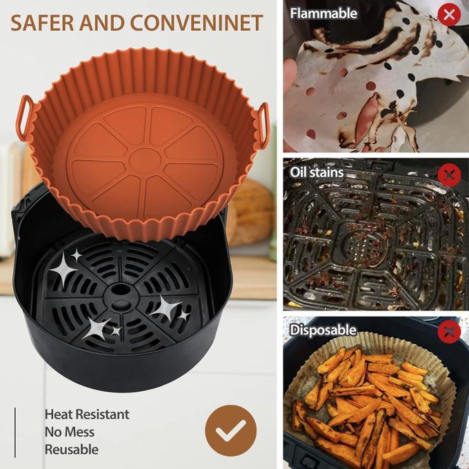 Reusable Silicone Air Fryer Liners Pots  - 2 PCS