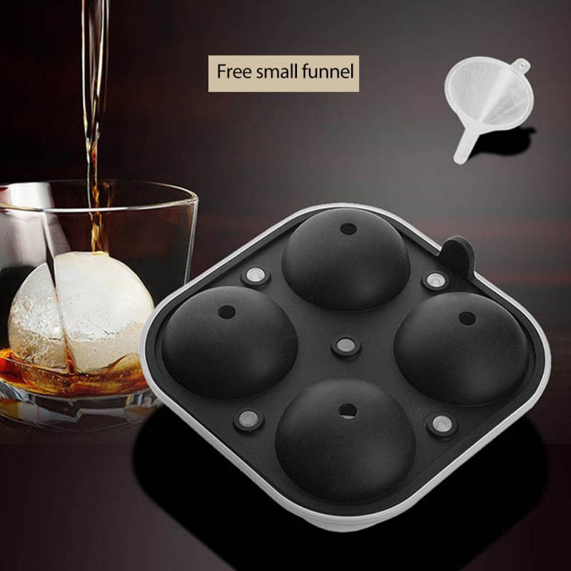 4 Hole Ice Cream Makers Big Ball Mold Silicone Ice Cube Tray