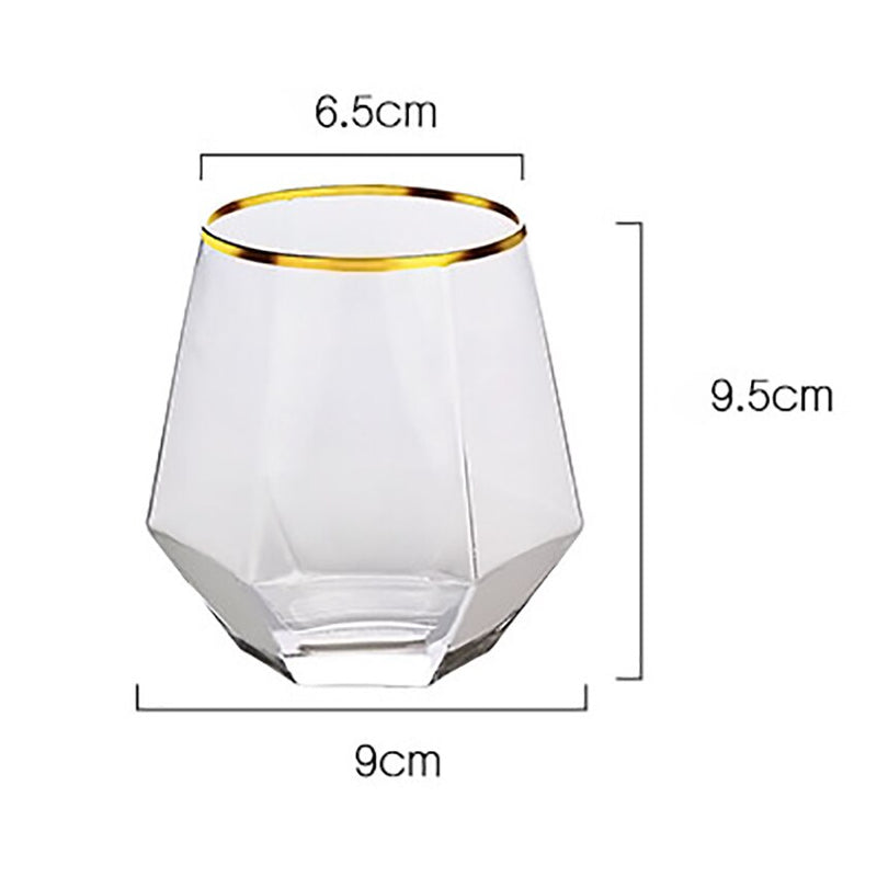 Hexagon Diamond Transparent Glass Whisky Glass Coctail Glass B