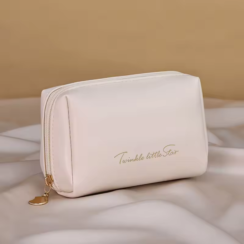 Travel Portable Water Resistant PU Leather Toiletry Bag Small Zipper Cosmetic Makeup Pouch for Woman Girls