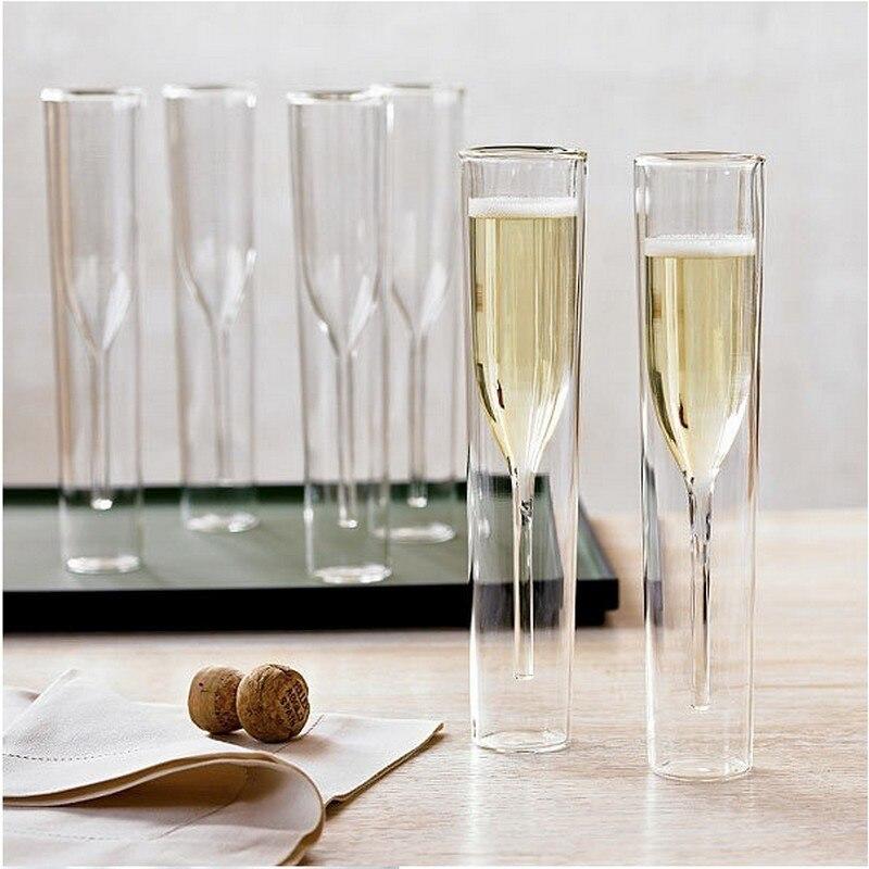 Double wall glass flute for champagne