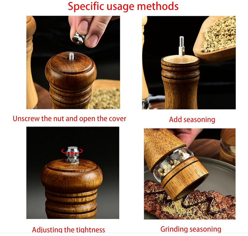 Wooden Pepper Grinder Adjustable Kitchenware Sea Salt Grinder