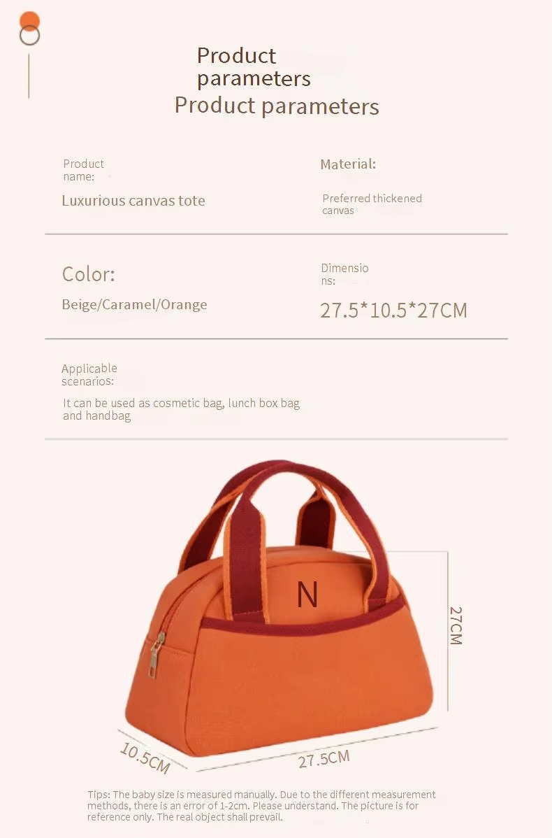 High Quality Durable Fashion Ins-Style Canvas Large Capacity Cosmetic Bag Zipper Closure Soft Handle Portable Travel Storage