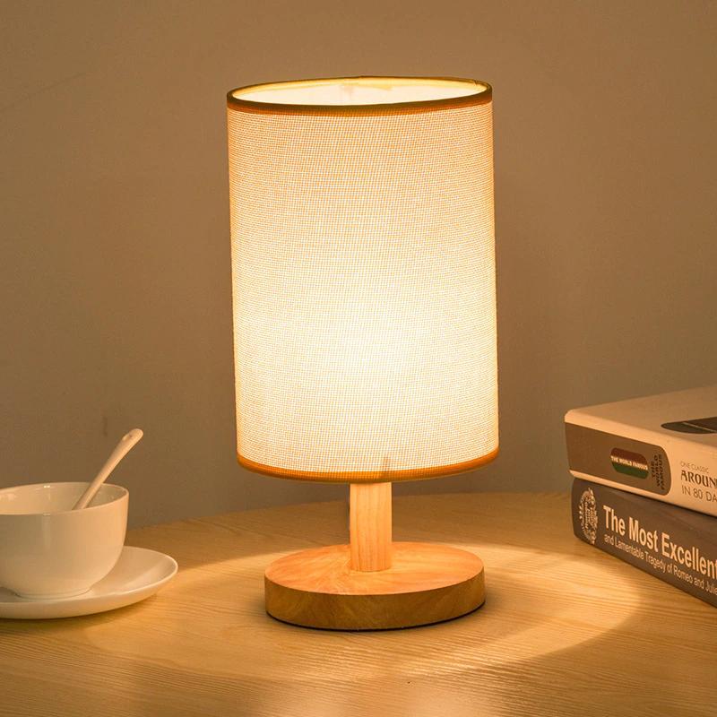 Simple Table Lamp Table Bedroom Cabinet Night Lamp Solid Wood