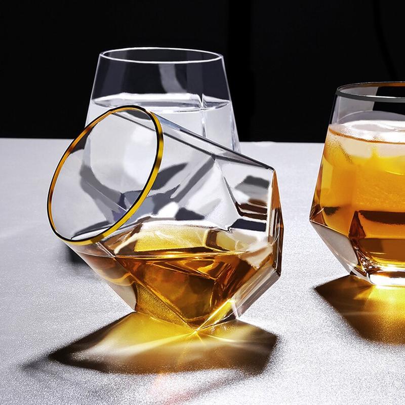 Hexagon Diamond Transparent Glass Whisky Glass Coctail Glass B