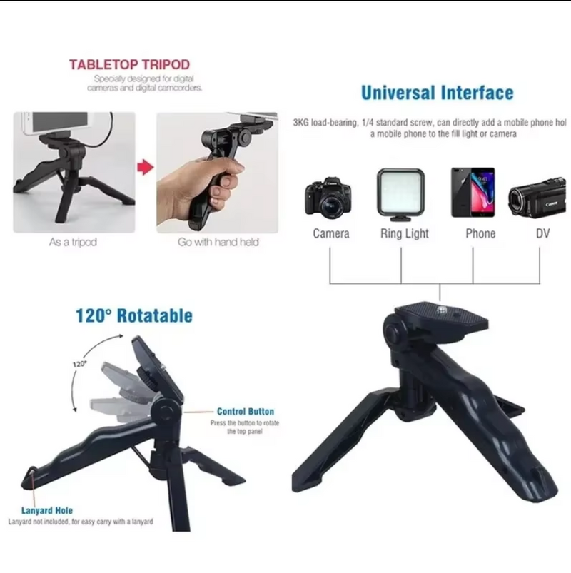 Vlogging Kit With Tripod Phone Holder Mini Microphone LED Fill Light Starter