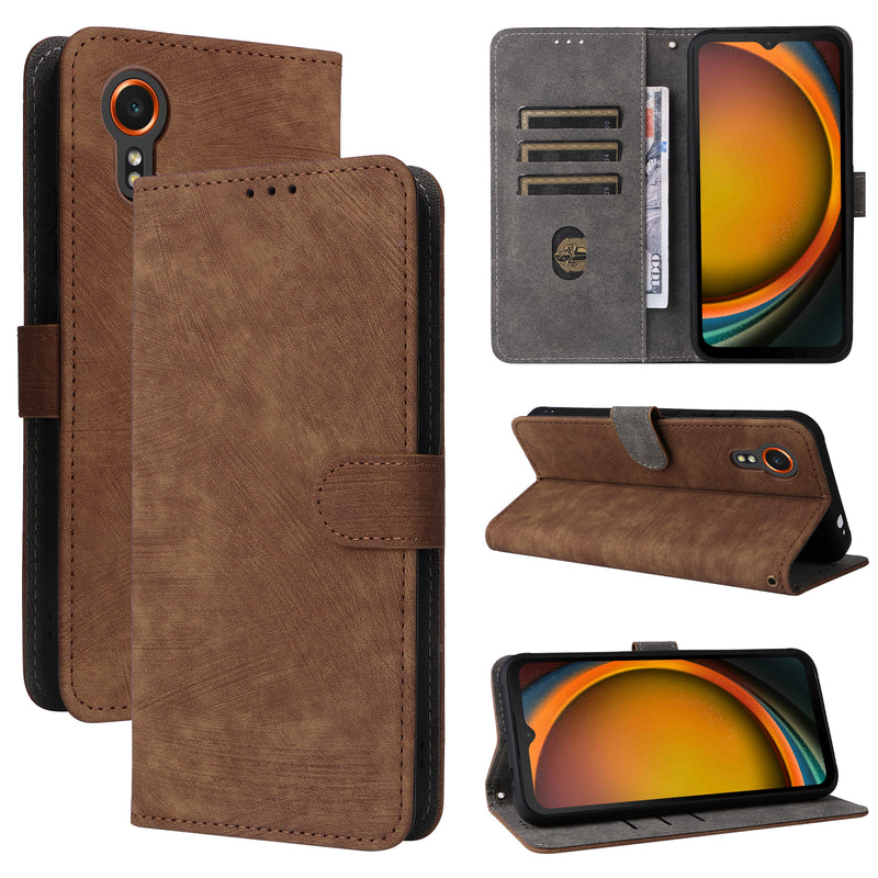 Flip Cover for Samsung Galaxy XCover7 PU Leather Phone Case [RFID Blocking] With Hand Strap