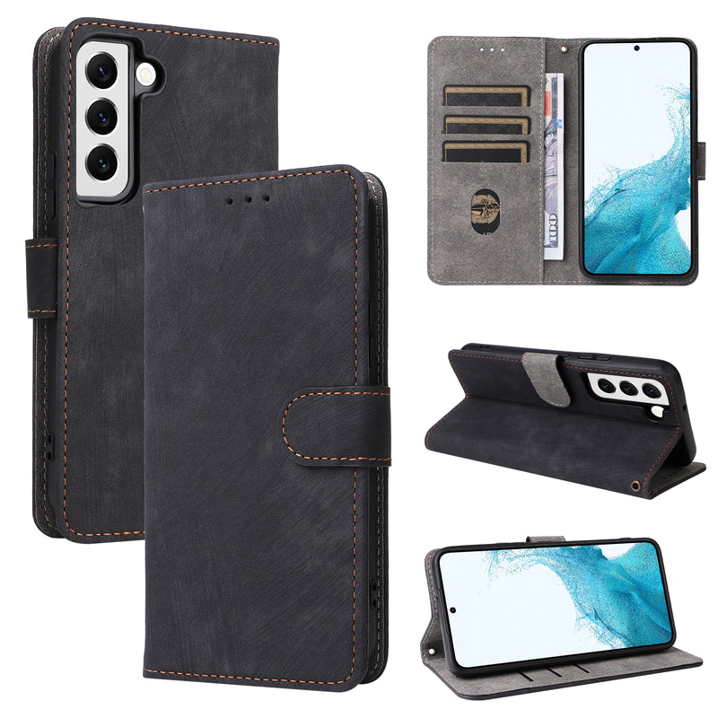 Flip Cover for Samsung Galaxy S22 5G PU Leather Phone Case [RFID Blocking] With Hand Strap