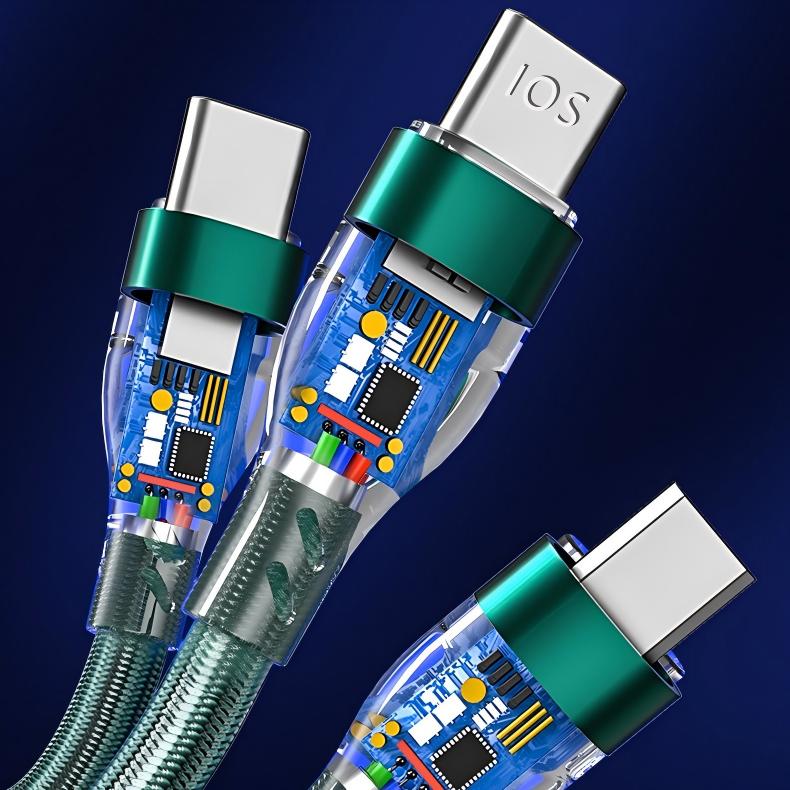 6A Multi-Port Braided Fast Charging Cable for Mobile Phones