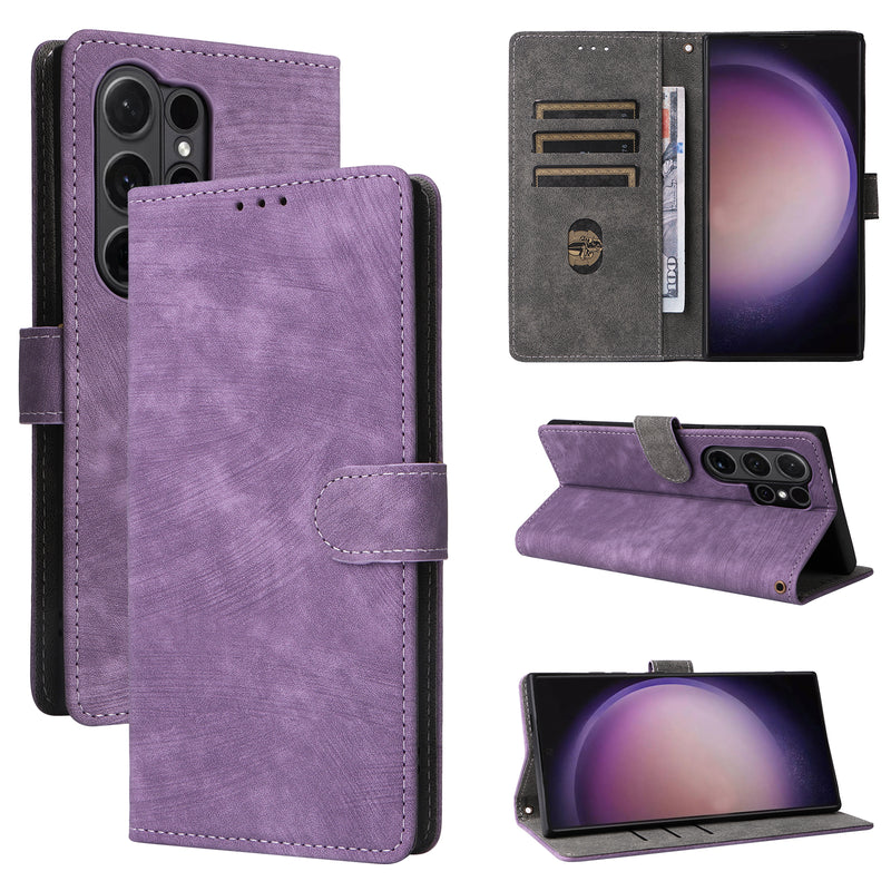 Flip Cover for Samsung Galaxy S24 Ultra PU Leather Phone Case [RFID Blocking] With Hand Strap