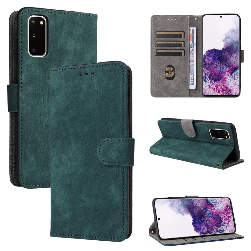 Flip Cover for Samsung Galaxy S20/S20 Plus/S20 FE PU Leather Phone Case [RFID Blocking] With Hand Strap