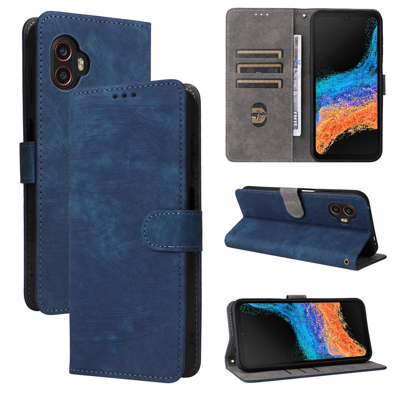 Flip Cover for Samsung Galaxy XCover6 Pro PU Leather Phone Case [RFID Blocking] With Hand Strap