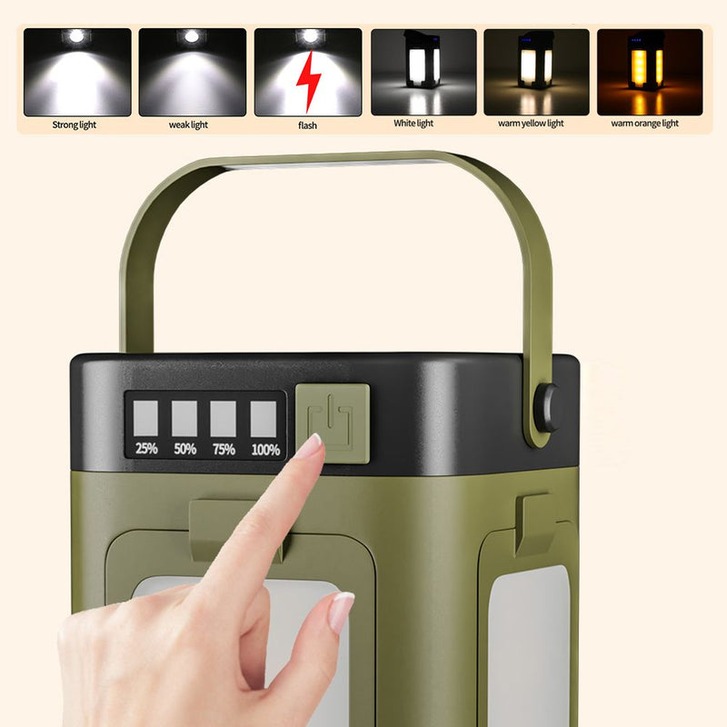 Foldable Camping Light Power Bank Rechargeable Lantern Flashlight LED Tent