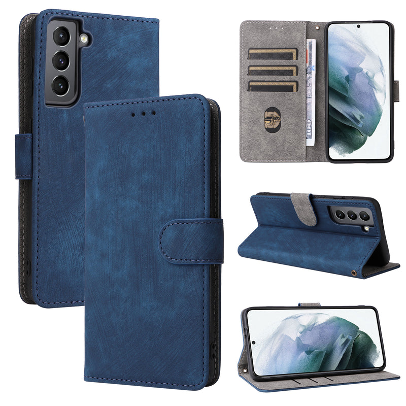 Flip Cover for Samsung Galaxy S21 FE 5G PU Leather Phone Case [RFID Blocking] With Hand Strap
