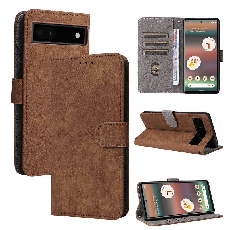 Flip Cover for Google Pixel 6a PU Leather Phone Case RFID Blocking With Hand Strap