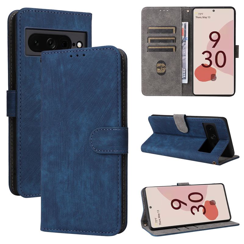 Flip Cover for Google Pixel 7 Pro PU Leather Phone Case RFID Blocking With Hand Strap