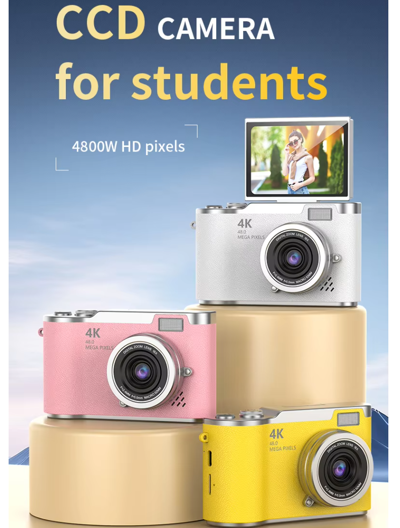 Foldable Screen Student Camera 18X Zoom Anti-Shake with Flip Screen
