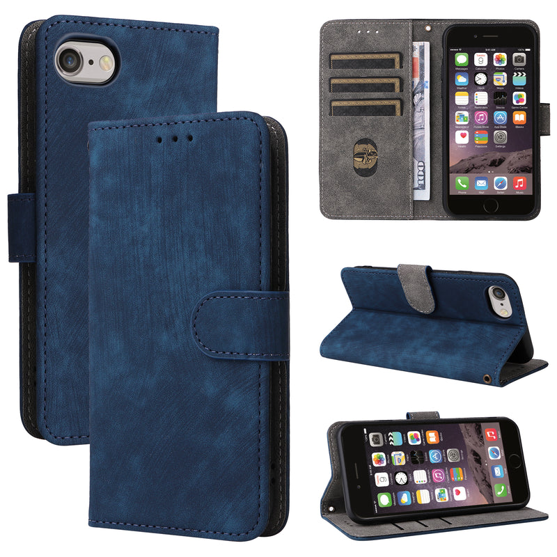 Flip Cover for iPhone 7 PU Leather Phone Case RFID Blocking With Hand Strap