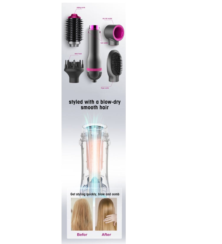 Hair Dryer Hot Air Brush Replaceable Head Straightener Curler Comb Roller