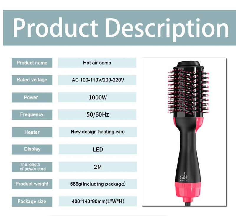 3 IN 1 Air Brush One-Step Hair Dryer Blow Dryer Brush Professional 1000W