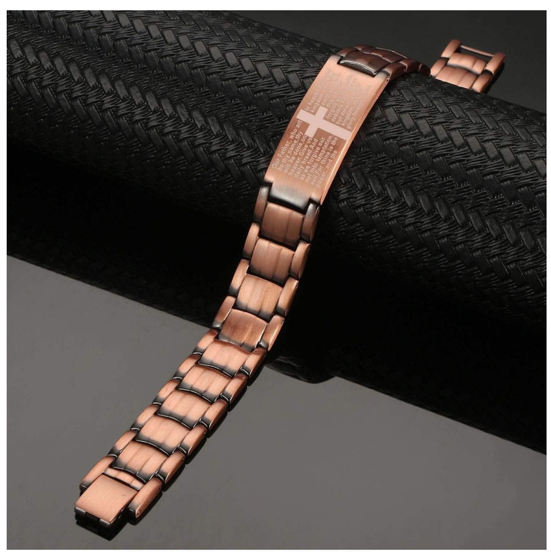 Ultra Strength Magnetic Copper Mens Cross Bracelets