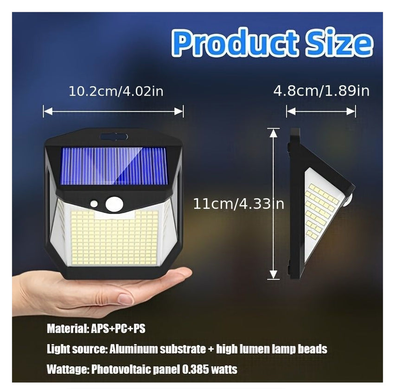 IPSTYLE Solar Wall Lights Outdoor Solar Lamp Sunlight Street Light 128 LED